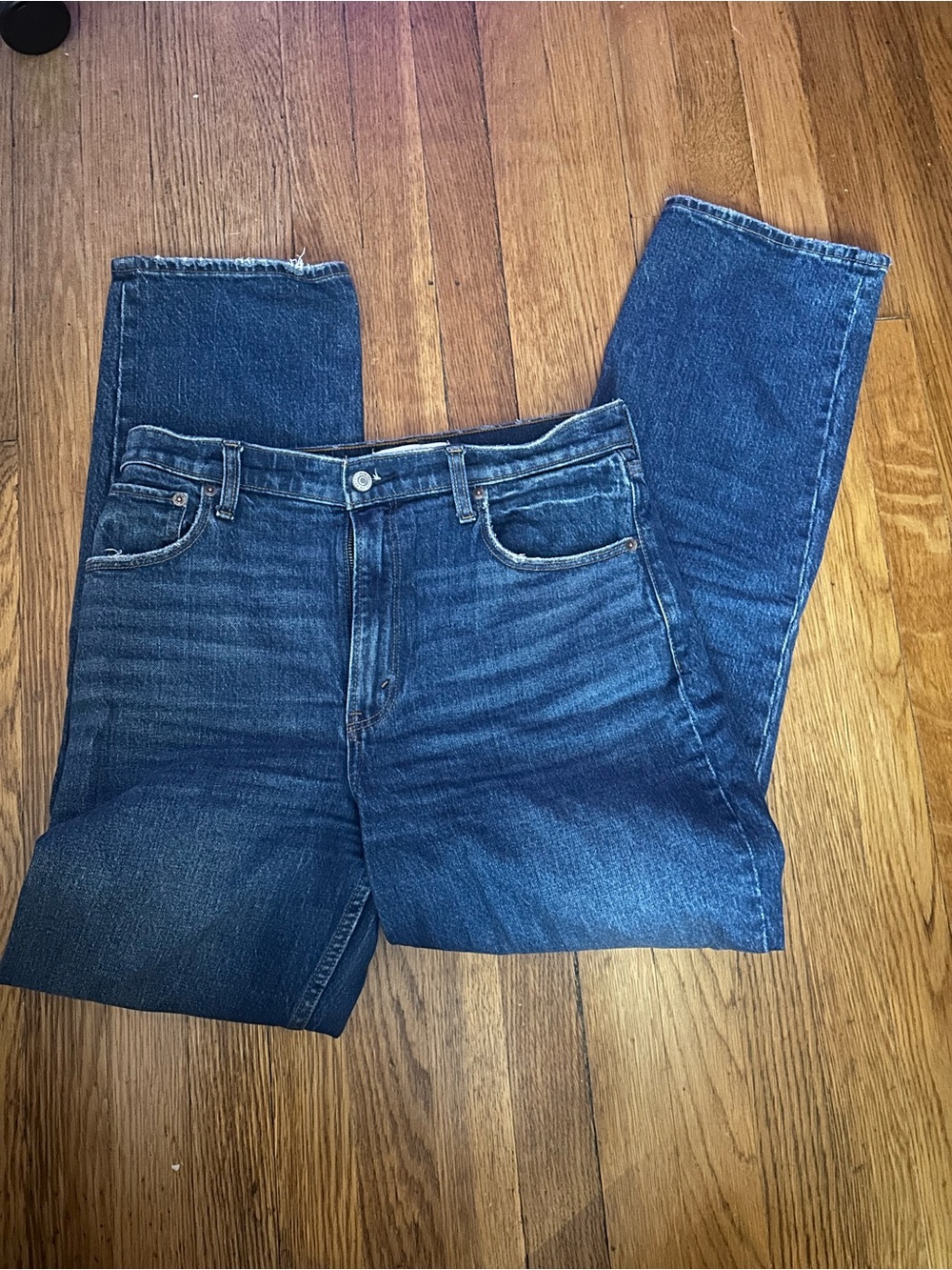 Abercrombie Ultra High Rise Straight Leg Blue Denim Jeans